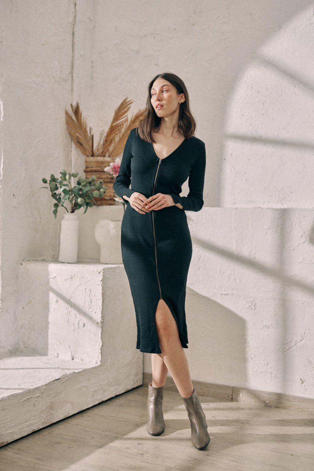Reversible Midi Dress - black - a simple story