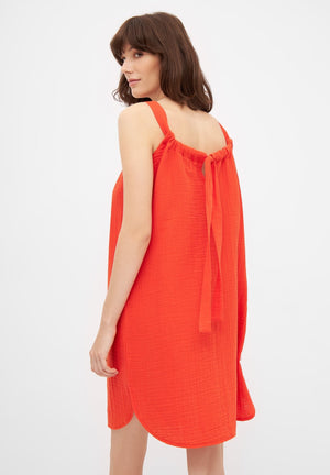 Elif Musselin-Kleid - sunset orange - a simple story