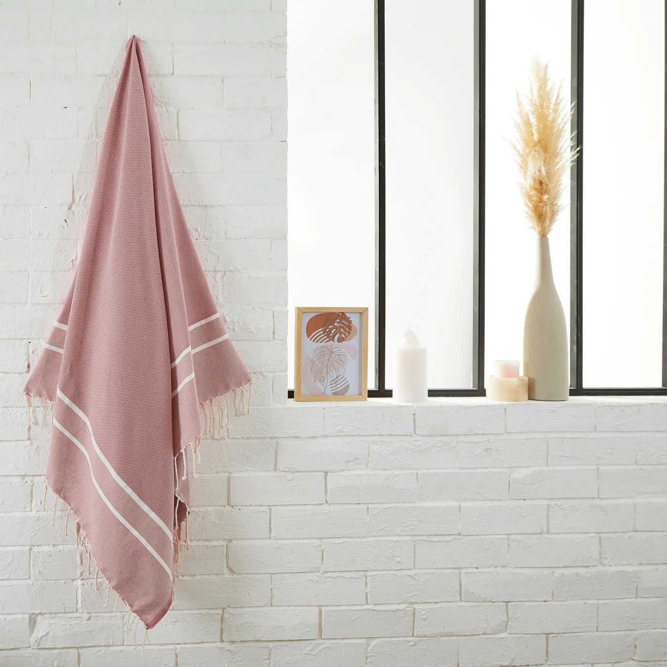 Herringbone Fouta Towel - powder pink - a simple story