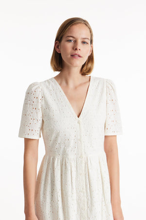 Judi Broiderie Dress - eco white - a simple story