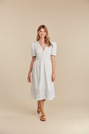 Judi Broiderie Dress - eco white - a simple story