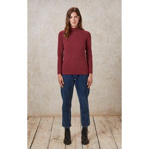 Laila Roll Neck Top - Burgundy - a simple story