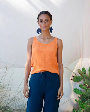 Myriam Organic Cotton Vest - sunset orange - a simple story