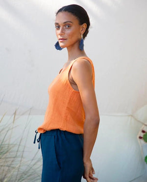 Myriam Organic Cotton Vest - sunset orange - a simple story