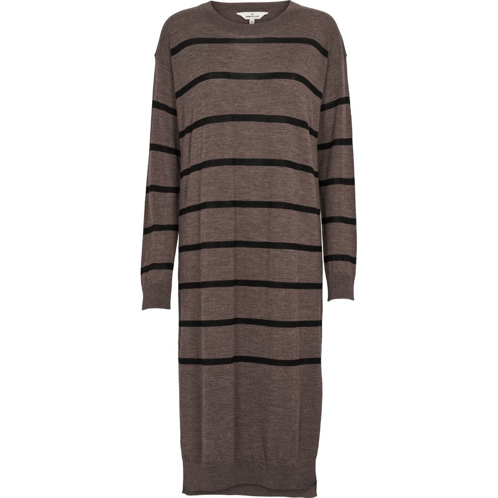 Vera Long Dress Stripe - Brown Melange / Black - a simple story